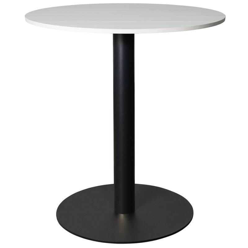Vail Round Dining Table with 36 in. MDF Tabletop in Black Stainless Steel Round Base Accent Kitchen Table