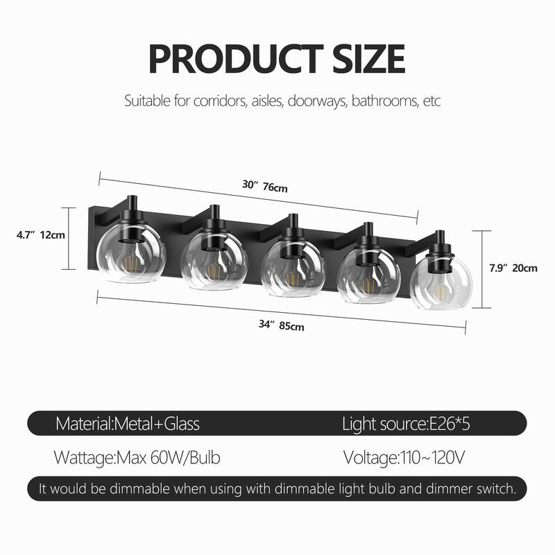 Industrial 5-Light Bathroom Vanity Light