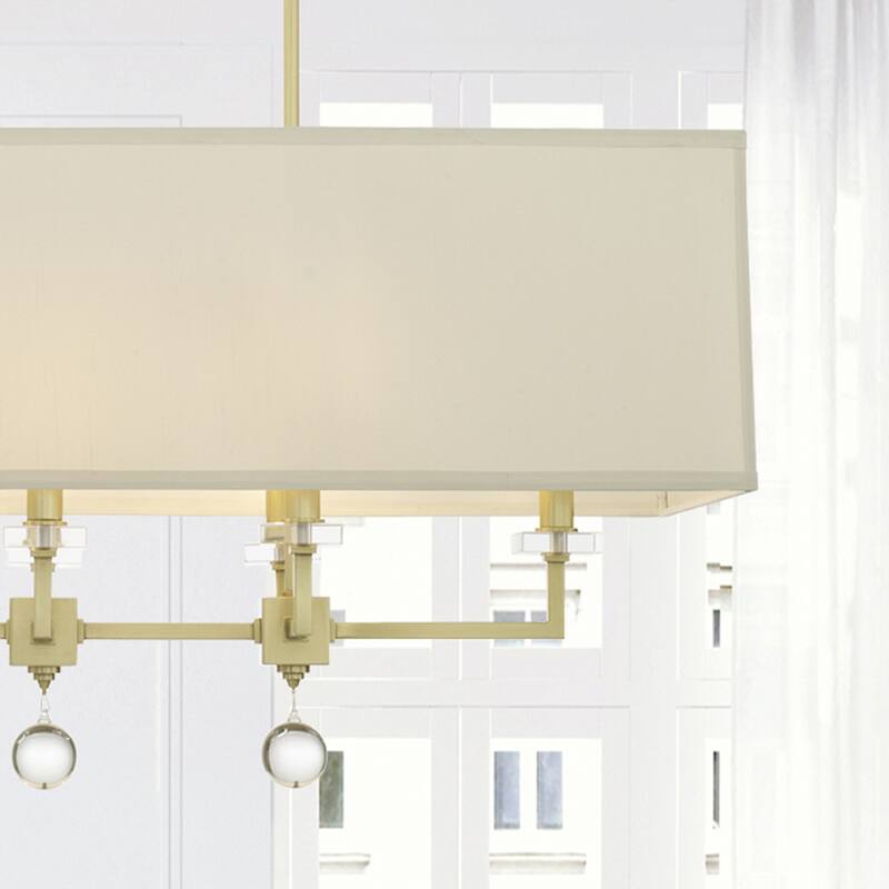 Paxton 8 Light Aged Brass Linear Chandelier - 38'' W x 17.5'' H x 16.75'' D