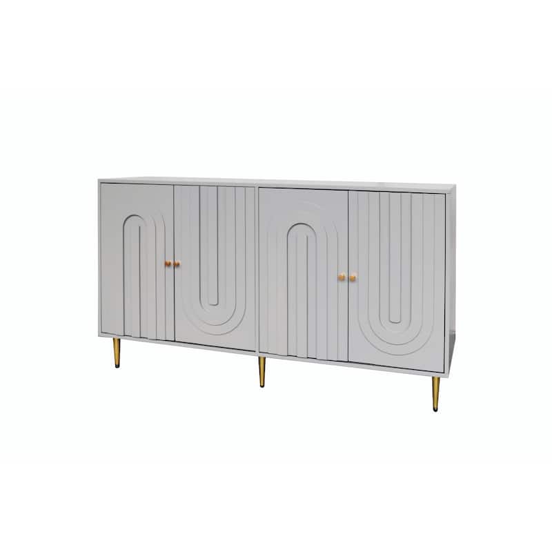 Modern Lacquered 4-Door Wooden Sideboard Buffet Server Cabinet