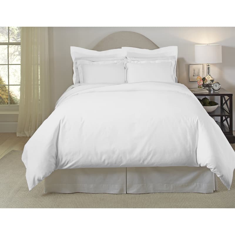 Pointehaven 620 Thread Count Long Staple Cotton Duvet Cover Set - White - Full - Queen