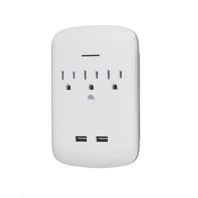 1875W Rectangle Plastic White USB Charger Wall Tap American Imaginations