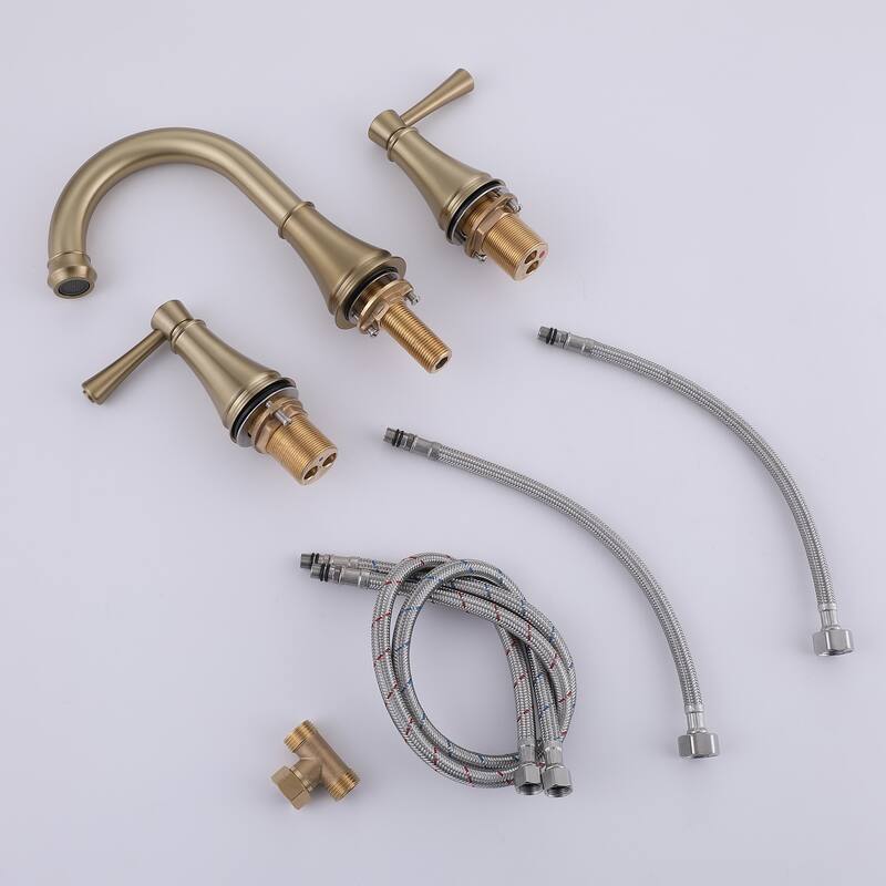 Solid Brass Widespread 2-Handles Bathroom Faucet