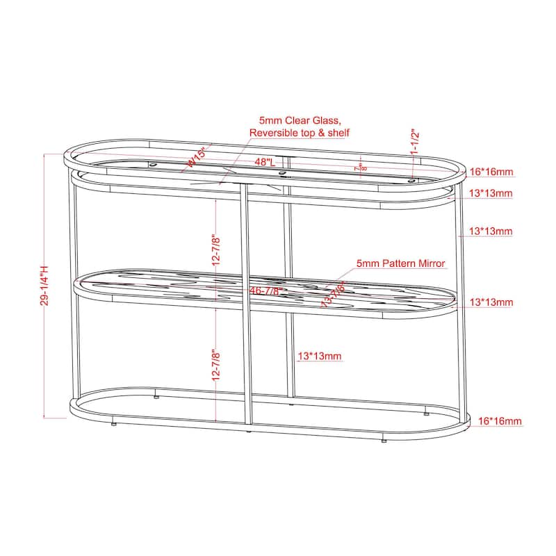 Taylaa Glam Chrome 48-inch Glass Top 1-Shelf Sofa Table by Furniture of America