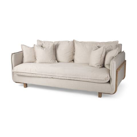 Roy I Beige Upholstered Three Seater Sofa - 84"W x 43"D x 37.2"H