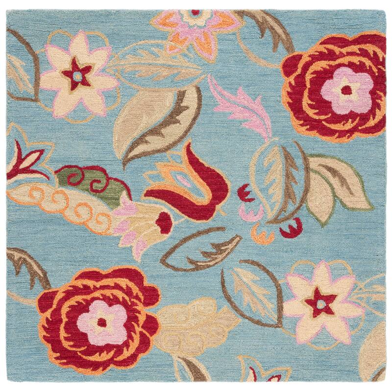SAFAVIEH Handmade Blossom Luken Wool Area Rug - 6' Square - Blue/Multi