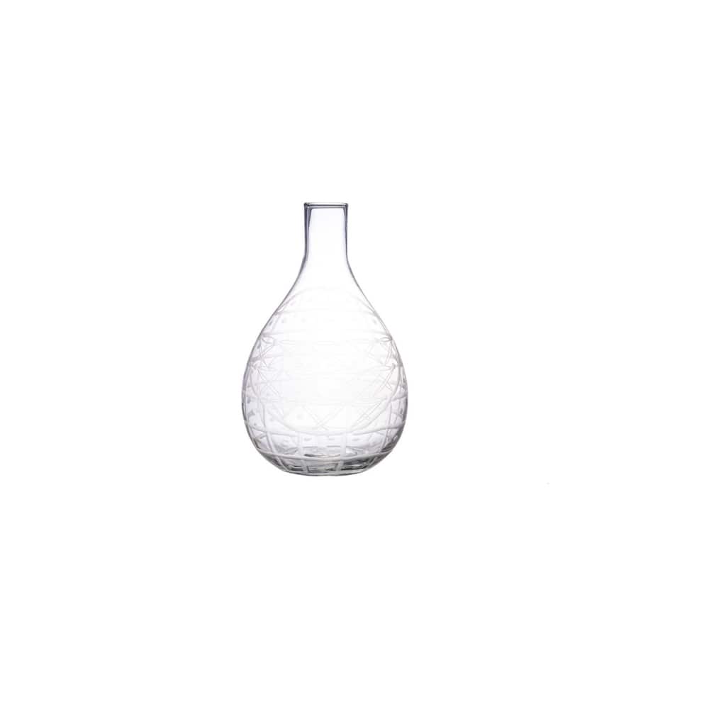 Hand-Blown Etched Reclaimed Glass Pitcher - 7.0"L x 7.0"W x 11.5"H - 7.0"L x 7.0"W x 11.5"H