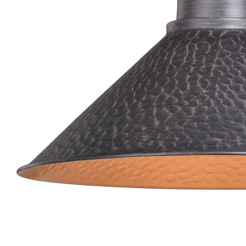 Outland 1 Light Dusk to Dawn Black Gold Farmhouse Barn Dome Outdoor Wall Lantern - 12-in W x 9-in H x 13-in D