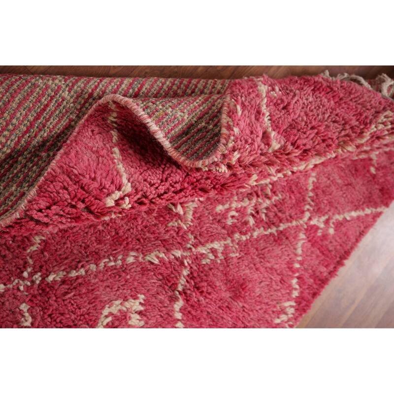 Trellis Plush Moroccan Accent Rug Handmade Pink Wool Carpet - 3'1" x 5'6"