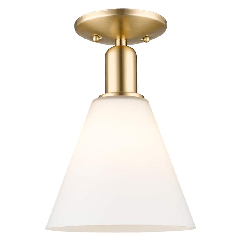 Innovations Lighting Endless Possibilities Arcadia - Berkshire Glass - 1 Light 8" Semi-Flush Mount - Champagne Bronze/Matte White