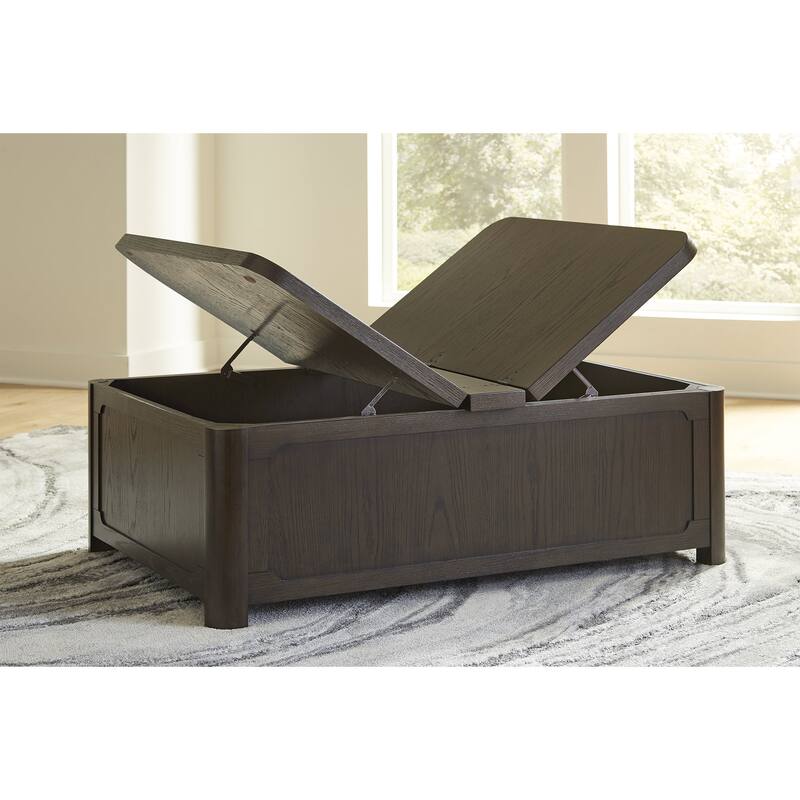 Signature Design by Ashley Breckington Dark Brown Coffee Table With Storage - 46" W x 32" D x 18" H