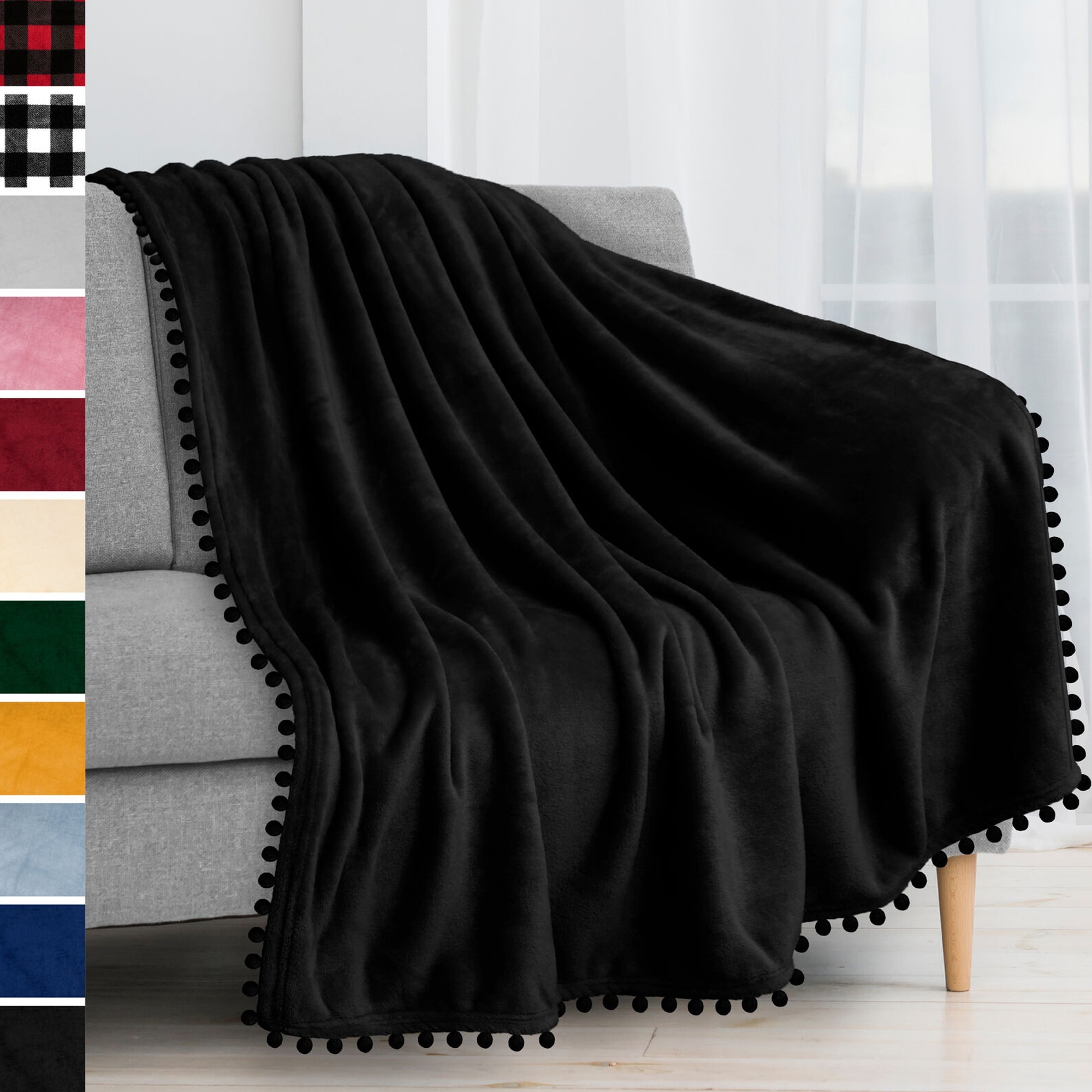 Black microfiber blanket shop
