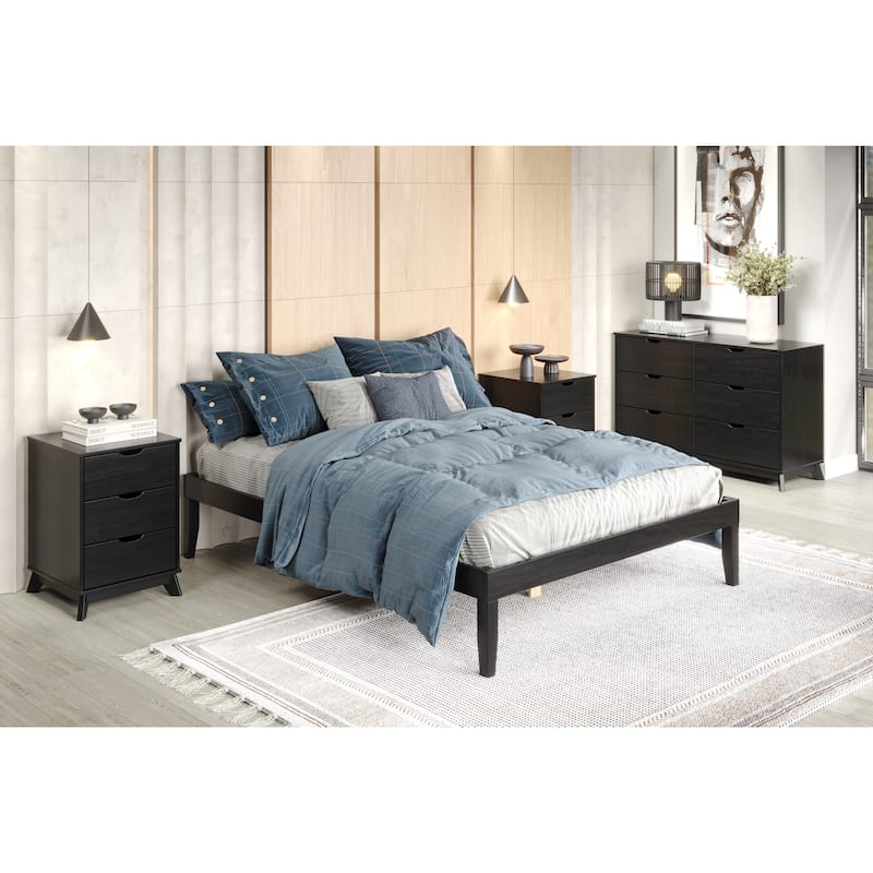 Purcell Solid Wood Platform Bed Frame - Black - Queen