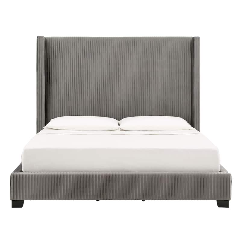 Judith Pleated Velvet Upholstered Wingback Bed by iNSPIRE Q Modern
