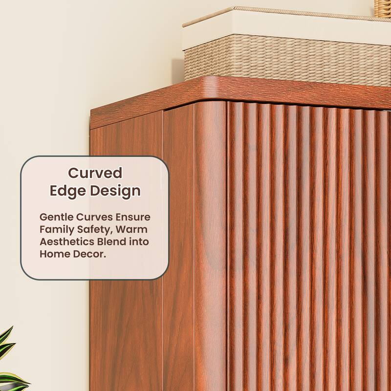 Rossetta Modern Fluted Design Sturdy Kitchen Pantry with Shelves, Anti-Fall Devices