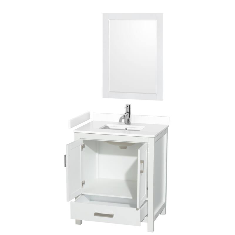 Wyndham Collection Sheffield 30" Single Bathroom Vanity, Carrara