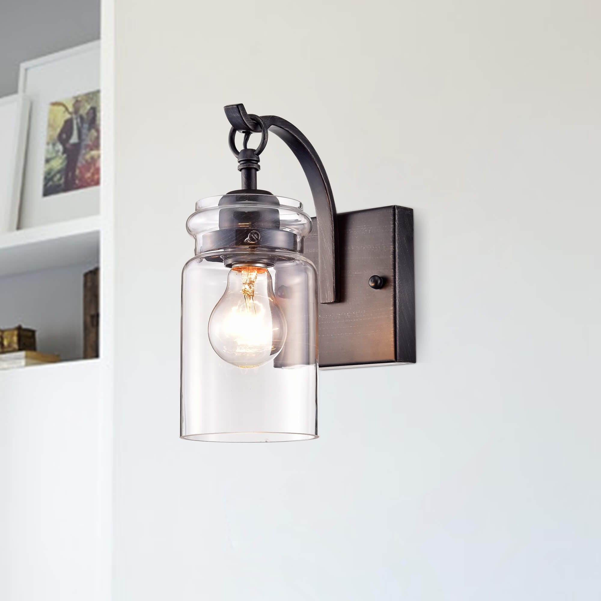Anastasia Single Light Clear Glass Jar Shade Wall Sconce