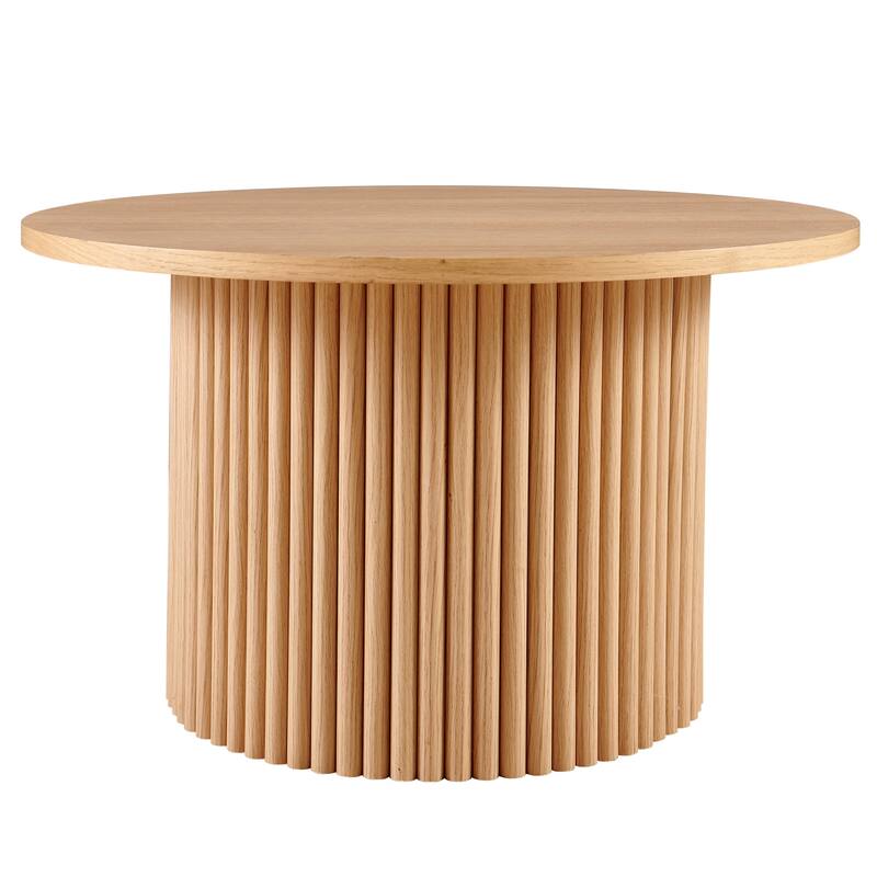 27.56 Inch Mid-Century Modern Round Coffee Table Farmhouse Round Coffee Table with Metal Base, for Living Room
