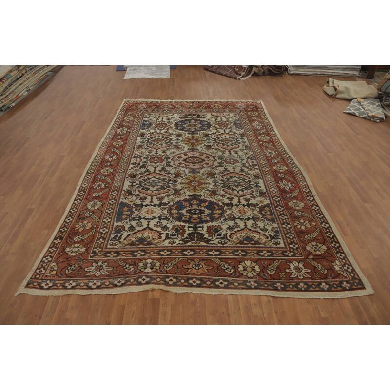 Hand Knotted Oriental 100% Wool Carpet Traditional Floral Beige & Ivories Mahal Area Rug - 12' 3'' X 8' 6''