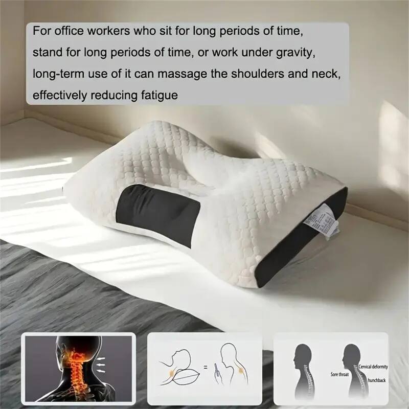 Cervical Pillow for Neck, Shoulder, & Back Pain Relief-Ergonomic Orthopedic Contour Pillow for Back and Side Sleep - Beige