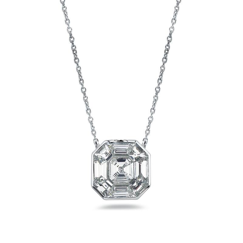 Auriya 14k Gold 1 1/6ctw Asscher-cut Diamond Station Necklace (G-H, VS1-VS2)