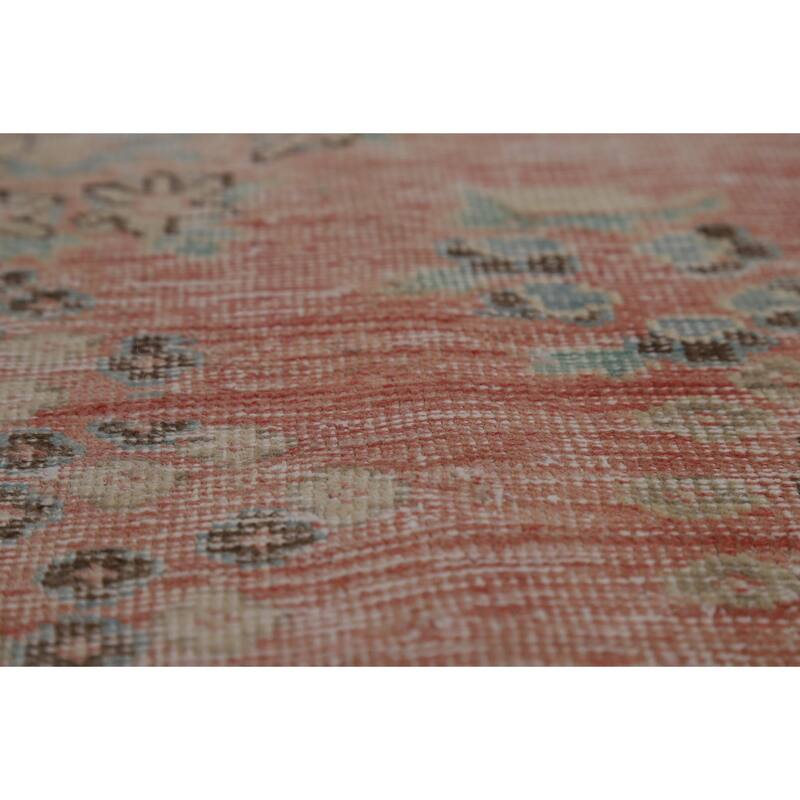 Pink Mashad Persian Vintage Area Rug Handmade Wool Carpet - 9'3" x 12'8"