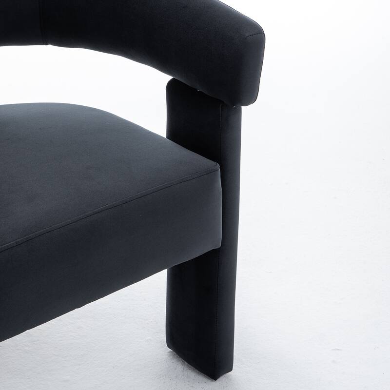 SEYNAR Modern Velvet Accent Chair Set of 2, Upholstered Barrel Armchair with Curved Back and Thickened Padded Seat