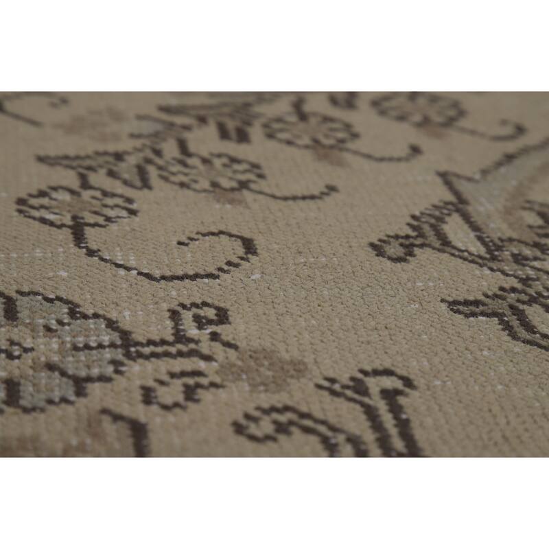 Traditional Tabriz Persian Vintage Rug Handmade Beige Wool Carpet - 9'7" x 12'1"