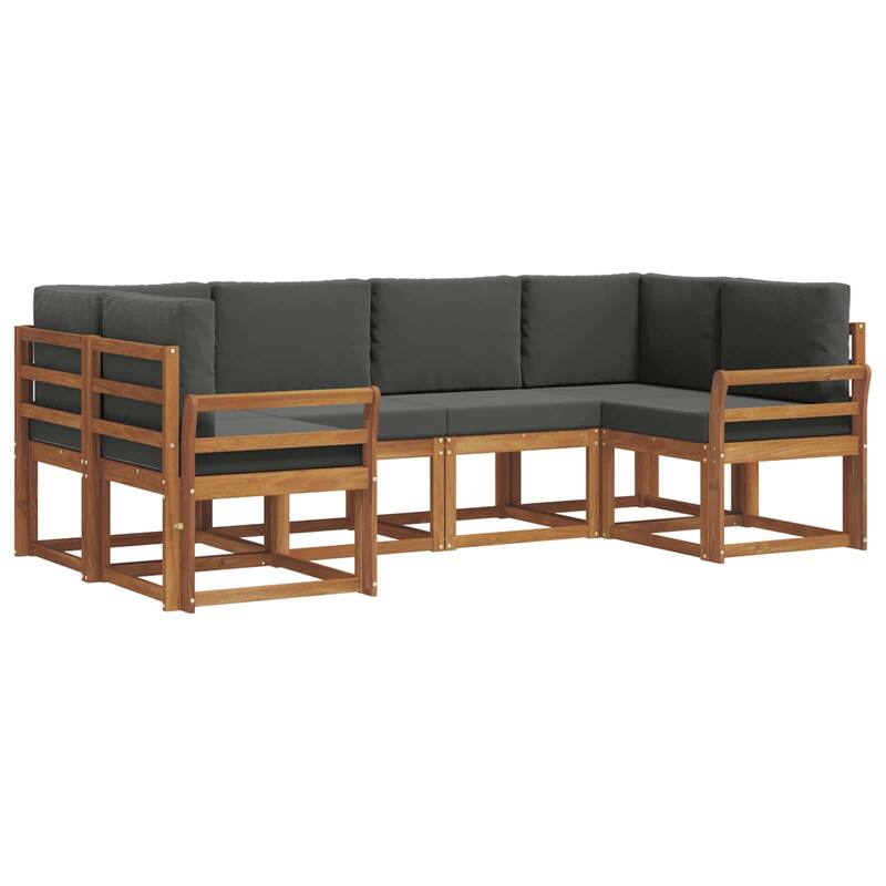 vidaXL Outdoor Sofa Set with Cushion 6 pcs Natural and Anthracite