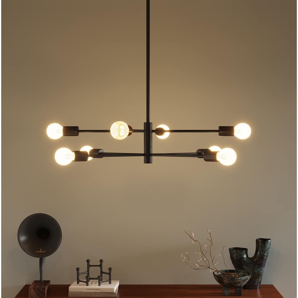 8-Light Metal Dimmable Sputnik Chandelier for Dining Room