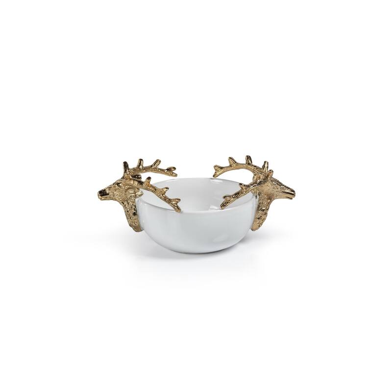 Alberg Ceramic Bowl with Gold Stagg Head Design