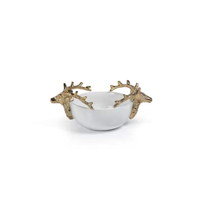 Alberg Ceramic Bowl with Gold Stagg Head Design