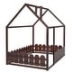 preview thumbnail 7 of 22, Espresso Full Size Wood House Bed Frame with Fence, No Slats Included