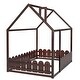 preview thumbnail 42 of 60, Kids Wood Bed, House Bed Frame with Fence-Shaped Guardrails for Teens Girls Boys, Slats are not Included