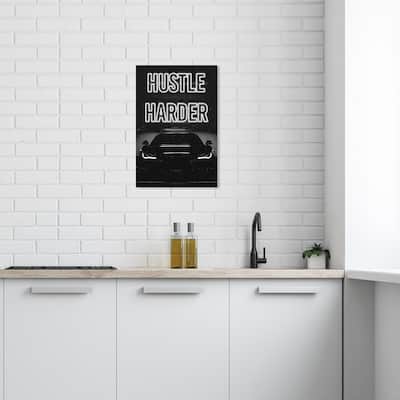 Wynwood Studio Canvas Typography and Quotes Hustle Harder Night Car Black and Modern & Contemporary Wall Art Canvas Print