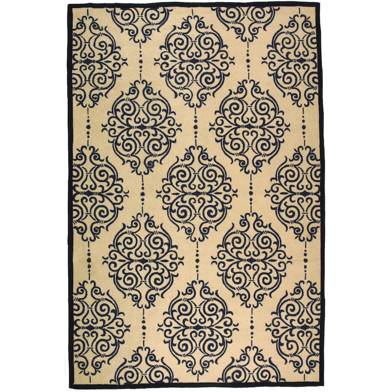 SAFAVIEH Handmade Chelsea Vermont French Country Wool Rug - 6' x 9' - Ivory/Blue