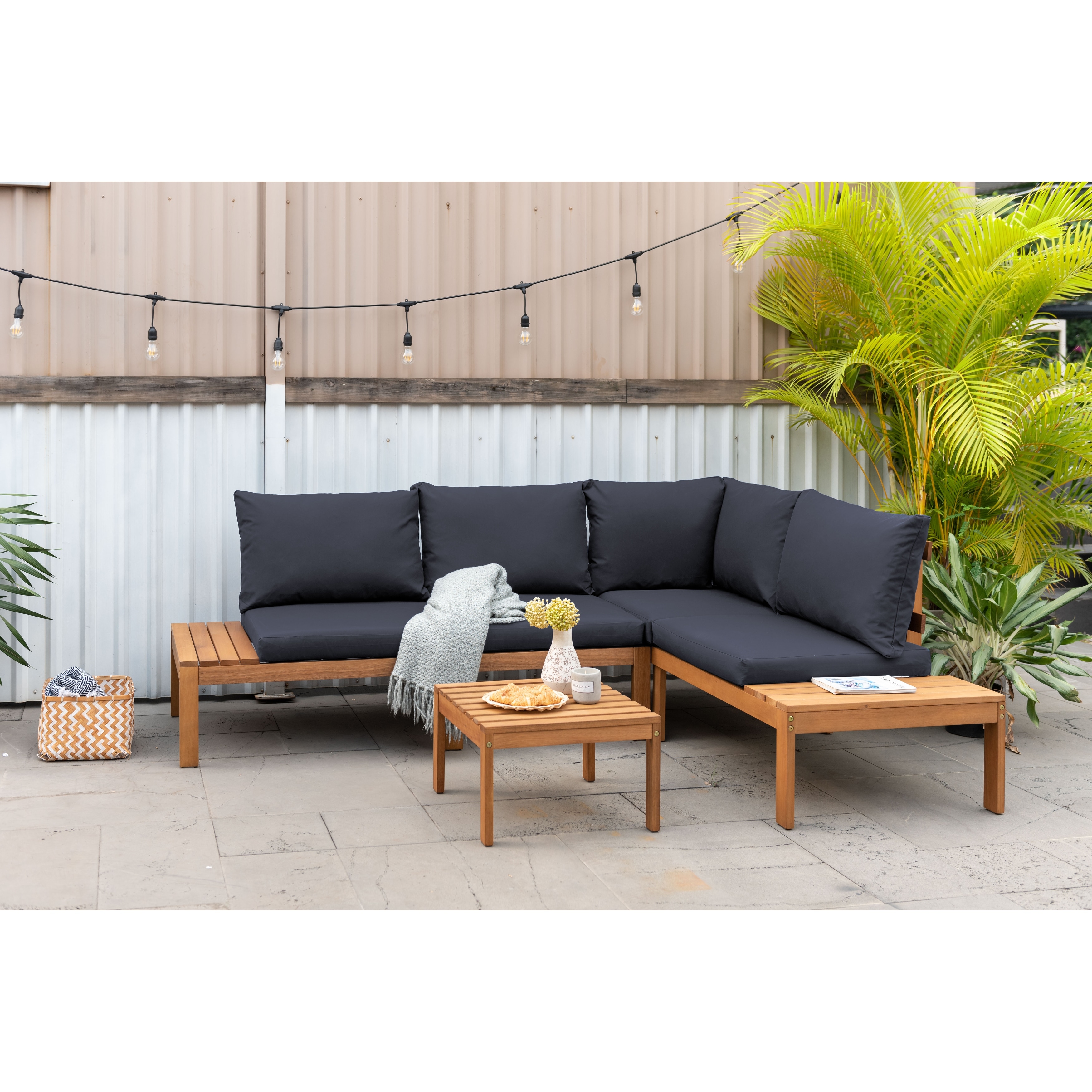Wooden corner sofa garden set top