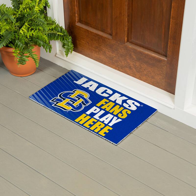 28 in. x 16 in. South Dakota State University "Fans Play Here" PVC Door Mat