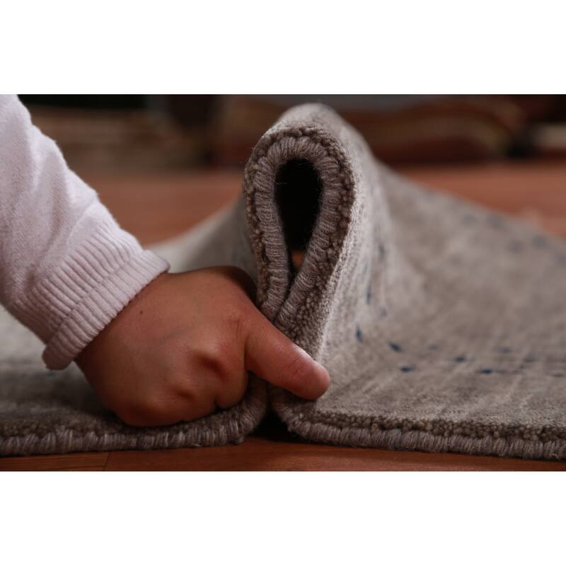 Hand Knotted Oriental 100% Wool Carpet Tribal Tribal Greys & Charcoal Gabbeh Area Rug - 4' 9'' X 2' 7''