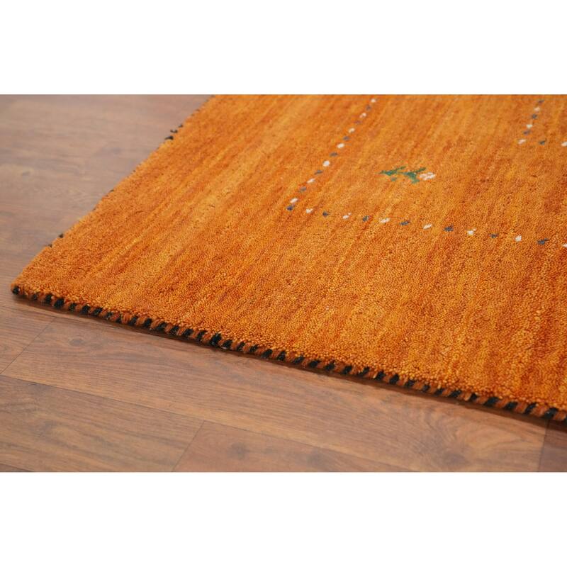 Hand Knotted Oriental 100% Wool Carpet Tribal Animal Pictorial Oranges & Rust Gabbeh Area Rug - 7' 10'' X 8' 3''