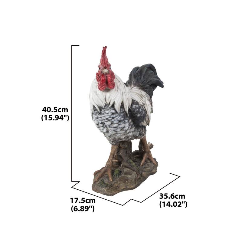 15.75" Standing Rooster on Ground Outdoor Garden Statue