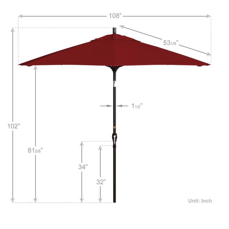 California Umbrella 9' Round Crank Lift Push Button Tilt Bronze Aluminum Patio Umbrella with Pacifica Pacific Blue Fabric