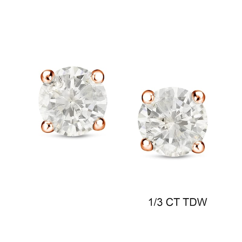 Auriya 1/4 to 3/4ctw Round Diamond Stud Earrings 14k Rose Gold (J-K, I1-I2) - 0.33ct