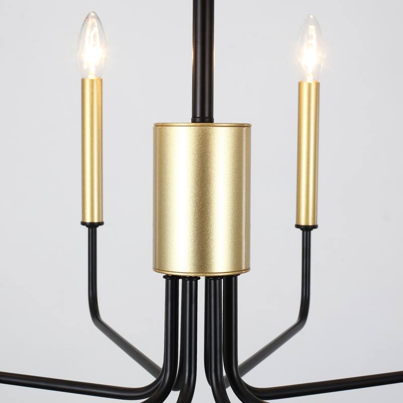 8 - Light Candle Style Chandelier Farmhouse Light Fixture for Kitchen Island Bedroom Entryway - N/A