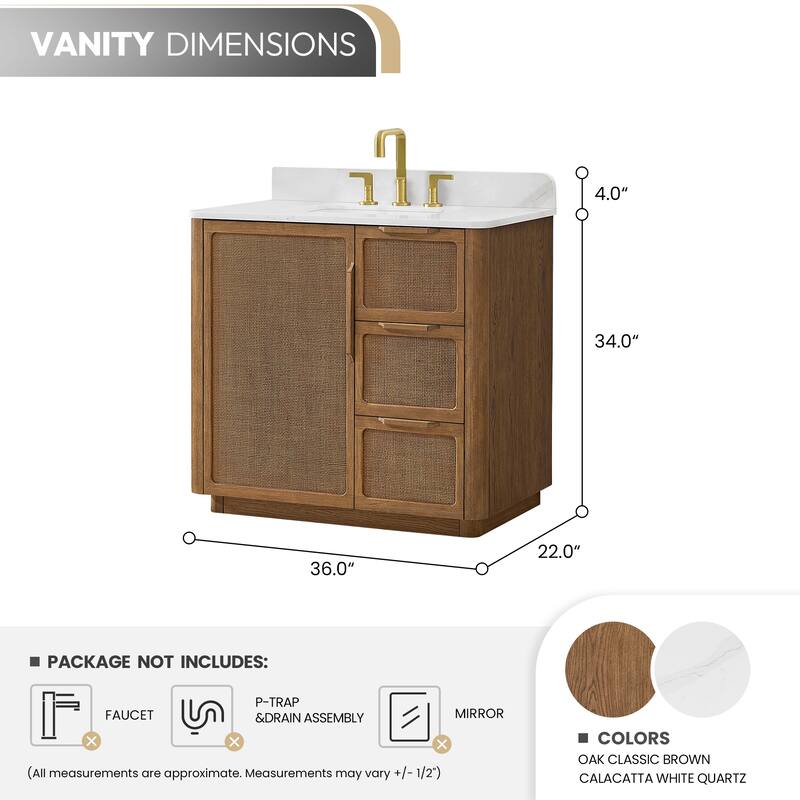 Busan Bath Vanity with White Quartz Stone Top without Mirror
