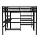 preview thumbnail 12 of 11, Black Twin Over Twin Loft Bed with Double Desk Wardrobe Shelves Power Outlet
