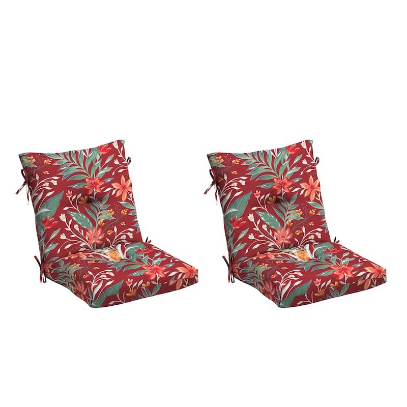 ARDEN earthFIBER Plush Modern Tufted Polyfill Dining Chair Cushion, Set of 2 - 21 x 40 - Luau Red Tropical Floral
