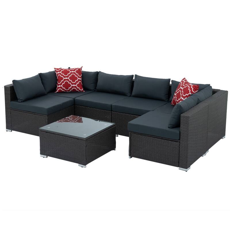 Outdoor Wicker Weaving Conversation Combo Set of 7