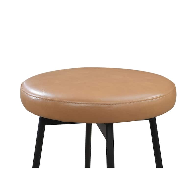 LuXeo Doheny Black Steel Legs Swivel Barstool (Set of 2) - N/A