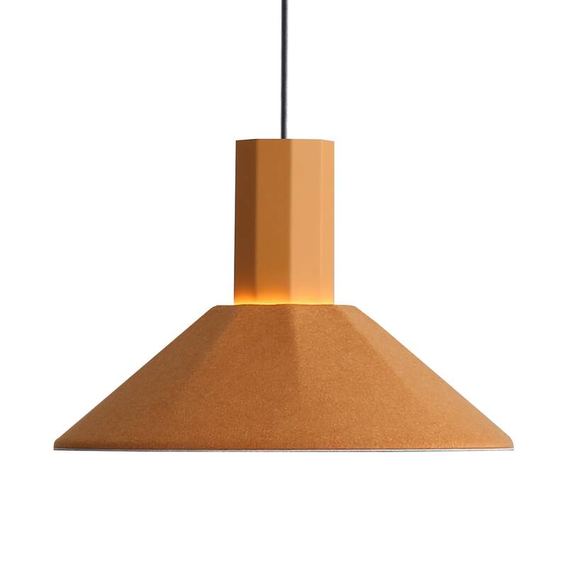 Golden Lighting Faroe 13in Integrated LED Pendant in Earth Yellow/Grey Felt - Gold